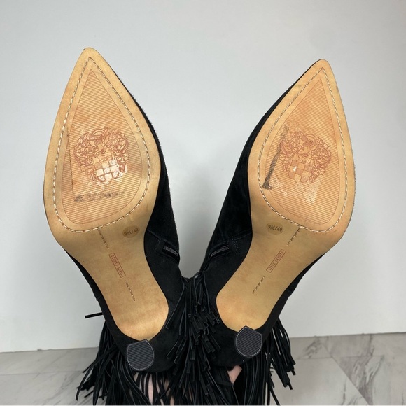 New! Vince Camuto Panaryaz Black Suede Fringe Embellished Tall Boot 9M - Picture 13 of 14